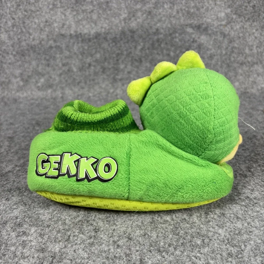 PJ Masks Gekko Plush Slippers Toddler Size M 7-8 Green Character House Shoes